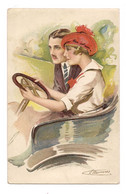 COUPLE DANS UNE VOITURE - Illustrée Suzanne Meunier - Amours Délices ...et Autos Série 49 - - Meunier, S.