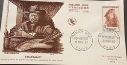 P) 1957 FRANCE, FDC, FM REMBRANDT STAMP, BAROQUE PAINTING AND ENGRAVING, XF - Other & Unclassified