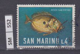 SAN MARINO  1966	Pesci L. 4 Usato - Oblitérés