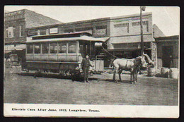 LONGVIEW: Top Plan Of An Electric Bus With Two Horses, Electric Car, Vintage New Post-card - Longview Area