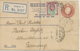 GB 1911, Superb GV 3 D Postal Stationery Registered Envelope Uprated With EVII 1 ½ D Somerset Printing Also R-Label - Brieven En Documenten