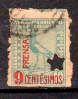 URUGUAY Used -  Ciardi Oficial O152 Variety Pie Imprente Arriba - Imprint Above - Bird Oiseau Tero Prensa - Uruguay