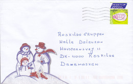 Netherlands PRIORITY Label ROTTERDAM 2011 Cover Brief ROSKILDE FESTIVAL Denmark Snowman Family Cachet Light Bulp - Storia Postale