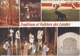 CPM  France   40  Landes   Traditions Et Folklore Des Landes  Vue Multiple 5 Vues  Corrida  Echasses - Personnages