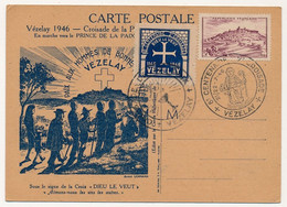 Vignette, CP Et Oblit. Temporaire "VEZELAY 8eme Centenaire 2eme Croisade" 1946 - Autres & Non Classés