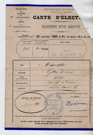 VP18.608 - PARIS 1889 - Carte D'Electeur - Mr MARIETTE Boucher - Autres & Non Classés