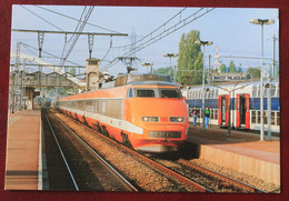 CPSM 91 ...le TGV Entre En Gare De Massy -Palaiseau, En Septembre 1990 - Gares - Avec Trains