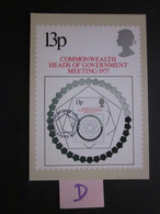 1977 COMMONWEALTH HEADS OF GOVERNMENT MEETING P.H.Q. CARD WITH FIRST DAY OF ISSUE POSTMARK. ( 02333 )(D) - PHQ Cards