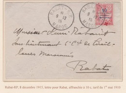 MAROC - CR - LETTRE A DESTINATION DE RABAT SURCHARGE A CHEVAL - RARE -  TTB - Lettres & Documents