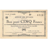 France, Alès, 5 Francs, 1940, SUP+ - Chambre De Commerce