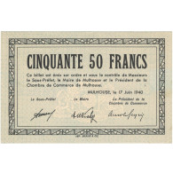 France, Mulhouse, 50 Francs, 1940, SUP - Chambre De Commerce