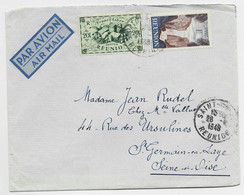 REUNION 1FR+ 20FR FRANCE LIBRE LETTRE AVION SAINT DENIS 28.8.1948 REUNION - Lettres & Documents