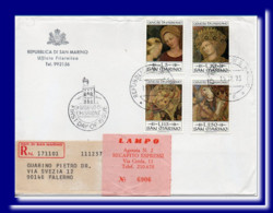 1973 San Marino Saint-Marin Registered FDC 1er Jour Ersttag Paintings Gentile Da Fabriano Sent To Italy - FDC