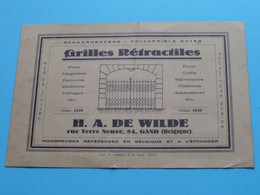 GAND Rue Terre Neuve 84 > H.A. DE WILDE Grilles Rétractiles / Schaarhekkens / Collapsible Gates ( Zie / Voir Scans ) ! - Visitenkarten