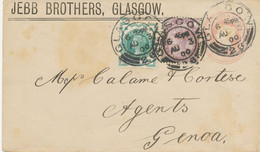 GB „GLASGOW / 26“ SCOTTISH DOUBLE CIRCLES (DOUBLE ARC TYPES 28mm) VF Uprated QV 1d Pink Stamped To Order Postal Statione - Briefe U. Dokumente