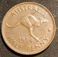 AUSTRALIE - AUSTRALIA - ½ - 1/2 - HALF PENNY 1954 - Elizabeth II - 1er Portrait ; Sans "F:D:" - KM 49 - ½ Penny