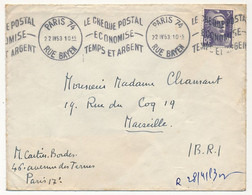 FRANCE - Env Affr. 3F Gandon - OMEC "Le Chèque Postal économise Temps Et Argent" - Paris 74 Rue Bayen 1953 - Mechanische Stempels (reclame)