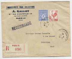 FRANCE COQ 50C + 4FR ARC TRIOMPHE LETTRE REC PARIS 9.12.1944 AU TARIF - 1944 Marianne Van Algerije