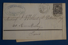 AJ4 FRANCE  BELLE LETTRE 1876  PARIS ++SAGES 15C GRIS +++ AFF.  INTERESSSANT - Altri & Non Classificati