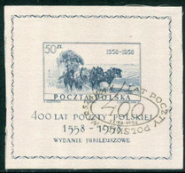 POLAND 1958 400th Anniversary Of Postal Service  Block Used  Michel Block 22 - Blokken & Velletjes