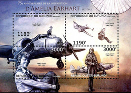 Burundi 2012 Disappearing Amelia Earhart 50 Years Disparition Lockheed Electra - Flugzeuge