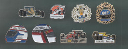 PINS PIN'S  AUTO 626 F1 FORMULE 1 LOCTITE ELF FERRARI AGIP AIMAR RENAULT CASQUE PROST ALESI MARLBORO LOT 8 PINS - F1