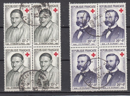 France Croix-rouge (1958) Y/T Série 1187/1188 En Blocs De 4 Timbres Oblitérés - Used Stamps