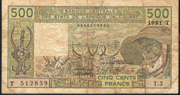 W.A.S. TOGO P806Ta 500 FRANCS 1981 Signature 15 ( 10 Digits S/n ) F-VF 1 P.h. - West African States