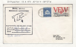 USA Driftstation ICE-ISLAND T-3 Cover Fletcher's Ice Island  T-3 Periode 4 13-8-1974 Signature (DR140A) - Forschungsstationen & Arctic Driftstationen