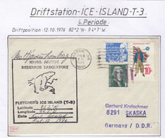 USA Driftstation ICE-ISLAND T-3 Cover Fletcher's Ice Island  T-3 Periode 4 8-DEC-1974 Signature (DR141) - Scientific Stations & Arctic Drifting Stations