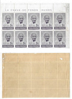 INDIA 1948 Mahatma GANDHI THREE & HALF ANNA Marginal Inscription Mint Block Of 10 Paper Stuck MNH (**) Inde Indien - Nuevos