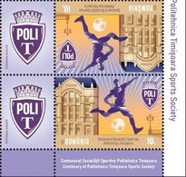 ROMANIA 2021 -Centenary Of The Sports Society "Politehnica Timisoara"  - Minisheet Of 6 Val+6 Label And Tete Beche MNH** - Famous Clubs