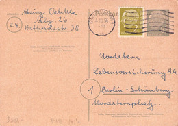 BR DEUTSCHLAND - POSTKARTE 8 PF 1954 Mi #P18 / QG223 - Postkarten - Gebraucht