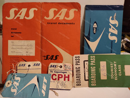 SAS Scandinavian Airlines System Travel Documents Ticket Baggage Check Boarding Pass Flight ROME - COPENHAGEN 1963 - Europe