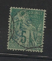 BENIN - 1892 - N°Yv. 4A - Alphée Dubois 5c Vert - Surcharge Bleue Diagonale - Oblitéré / Used - Gebraucht