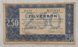 Netherlands 1938 - ‘Zilverbon - 2 ½ Gulden’ - Serie DA - No 572618 - P# 62 - VVF - 2 1/2 Florín Holandés (gulden)