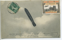 CPA 51 REIMS Grande Semaine  Aviation De La Champagne Dirigeable Militaire Colonel Renard Vignette Commémorative - Airships