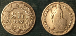M_p> Svizzera 1/2 Franco O 50 Centesimi 1903 In Argento,2,5 Grammi Titolo 835/oo - 1/2 Franc