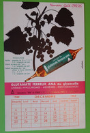 Buvard 702 CALENDRIER - Laboratoire Ana - GLUTAMATE - Etat D'usage : Voir Photos - 13.5x21.5 Cm Environ - DECEMBRE 1960 - Produits Pharmaceutiques