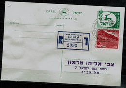 ISRAEL 1972 REGISTERED AIR POSTCARD SENT IN  23/5/1972 FROM QIRYAT ARBA Z.H.L VF!! - Airmail