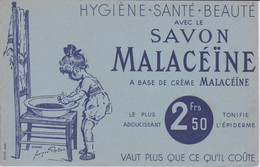 BUVARD - HYGIENNE SANTE BEAUTE - SAVON MALACEINE - DESSIN JEUNE FILLE TOILETTE DES MAINS - Parfums & Beauté