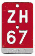 Velonummer Zürich ZH 67 - Plaques D'immatriculation