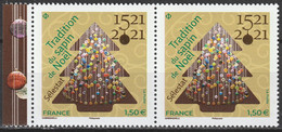 "TRADITION SAPIN DE NOEL A SELESTAT" - BLOC 2 TIMBRES ISSU FEUILLET - 2021 - Y/T 5549 - NEUF ** - Gebraucht