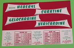 Buvard 744 CALENDRIER - Laboratoire - HEDERYL -Etat D'usage:voir Photos- 21x13.5 Cm Environ - FEVRIER MARS 1957 - Produits Pharmaceutiques