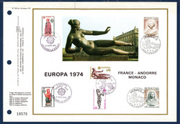 Europa 1974 Encart Perforé Numéroté 1er Jour 27.04.74 Andorre La Vieille 08.05.74 Monaco 20.04.74 Paris - 1974