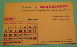 Buvard 761 CALENDRIER - Laboratoire Servier - GLUCIDORAL-Etat D'usage:voir Photos-21x13.5cm Fermé Environ- MARS 1960 - Produits Pharmaceutiques