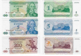 Banknote Transnistria 1 , 5 And 200 Rublei 1993 Pick-16 , 17 And 21 Unc - Autres - Europe