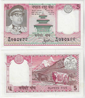 Banknote Nepal 5 Rupees 1974 Pick-23 Yak Fauna XF+ (catalog US$9) - Népal