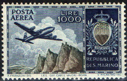 SAN MARINO - 1954 - AEREO ,VEDUTA E STEMMA - MNH - Airmail