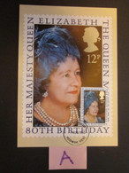 1980 THE 80th BIRTHDAY OF THE QUEEN MOTHER P.H.Q. CARD WITH FIRST DAY OF ISSUE POSTMARK. ( 02350 )(A) - Tarjetas PHQ